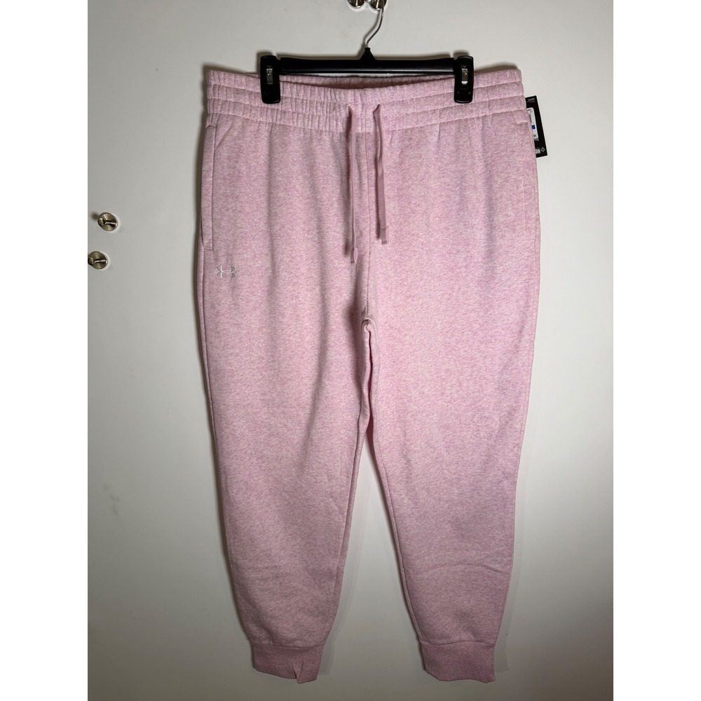Under Armour Womens Rival Fleece Jogger Pink Heather Loose Fit Pants XL